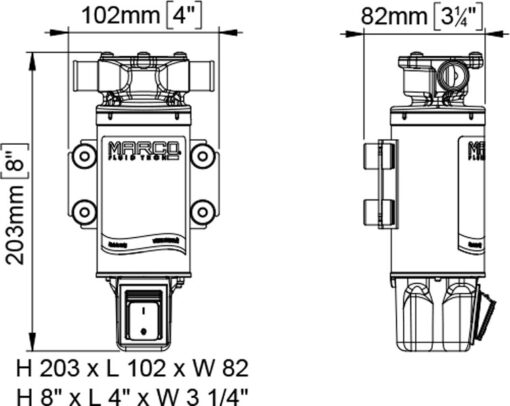 Marco UP1-JS impeller pump drawing