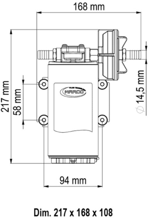 Marco UP10-P Heavy duty pump 4.8 gpm - 18 l/min - PTFE gears - VITON O-Rings (12 Volt) 4