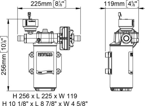 Marco UP14/E-BR 12/24V bronze gear pump with electronic pressure sensor 12.2 gpm - 46 l/min 7