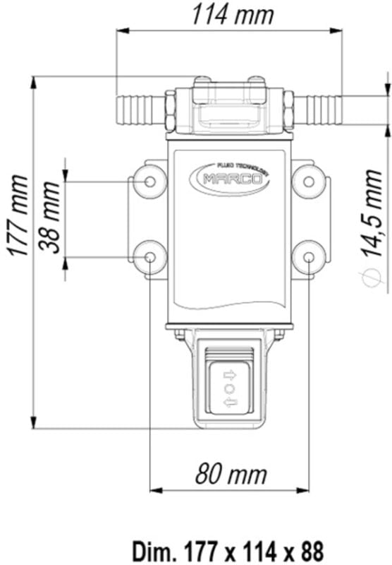 Marco UP3-R Gear pump 4 gpm - 15 l/min with integr. reversible switch ...