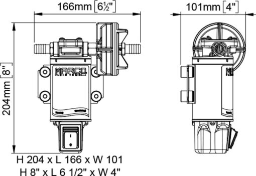 Marco UP3-S Gear pump 4 gpm - 15 l/min with integrated on/off switch (12 Volt) 3