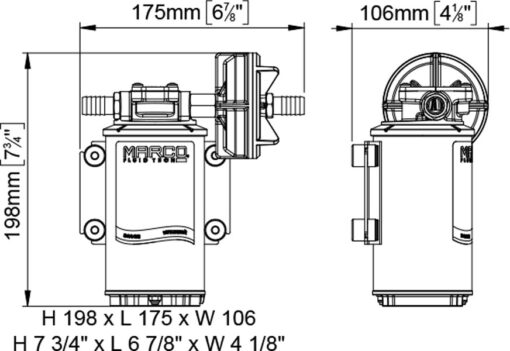 PWM-Ready Marco UP9-P PEEK Gear pump 3.2 gpm - 12 l/min (12 Volt) - Image 2